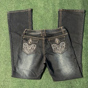 Women’s V Cristina Sz 8 Stretch Denim Embellished Blue Jeans Studs Rhinestones - Picture 1 of 11