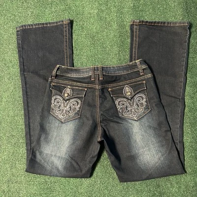 Pantalones de mezclilla para mujer V Cristina talla 8 elásticos embellecidos azules tachuelas pedrería Foto 1 de 4