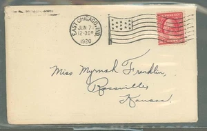 2-Cent Red, Flag Cancel, East Chicago, Indiana, 1920 Cover - Picture 1 of 1