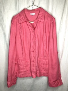 CHARTER CLUB 100% LINEN CORAL PINK JACKET L (FITS XL) MEDIUM WEIGHT - Picture 1 of 14