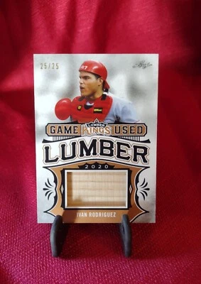 Iván Rodríguez Juego Usado Bate #25/25 - 2020 Leaf Lumber Kings Rangers  Foto 1 de 2