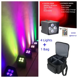 4 piezas/4x18 W LED batería alimentación inalámbrica dmx IR control remoto par luz #luz de boda + bolsa - Imagen 1 de 10