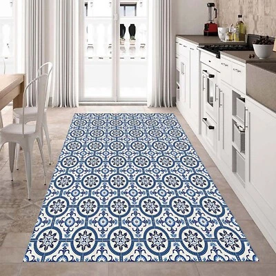 Corredor Azulejo Azul, Alfombra Estilo Marroquí, Alfombra Mediterránea, Alfombra Patrón Vintage Foto 1 de 4