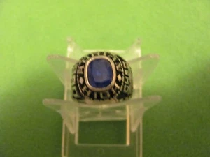 Vintage Gold Lance Thallium (C) 1990 Adrian High School Class Ring w/Blue Stone - Picture 1 of 6