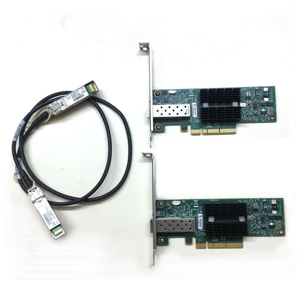 LOT OF 2 MNPA19-XTR 10GB Mellanox ConnectX-2 10Gbe 3m SFP+ Cable Network Card - Image 1 of 4