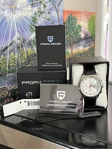 NEW PAGANI Design Men's Watch #PD-3306 Tachymeter WR50M 32mm Leather Band - Picture 1 of 8