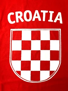 Croatia Red T-Shirt w/Red & White Checkered Flag Crest Unisex Tee Large Hrvatska - Picture 1 of 4