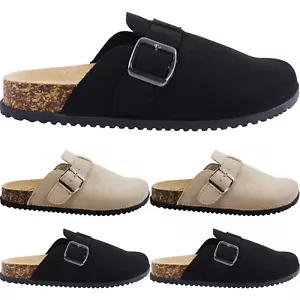 WOMENS FLAT CLOSED TOE SLIDES CLOGS MULES SLIP ONS SANDALS SHOES - Picture 1 of 16