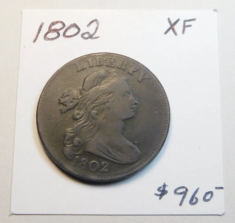 1802 AMAZING DETAIL & COLOR - DRAPED BUST LARGE CENT XF!!!! - CHOCOLATE BROWN ⭐⭐ Cover