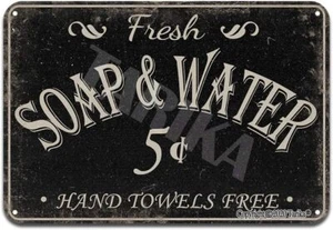 Fresh Soap & Water Hand Towels Free Vintage Bathroom Decor Iron Poster Painting - Picture 1 of 4