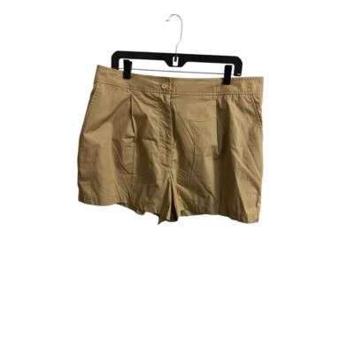 Michael Kors Shorts Womens 14 Khaki Stretch Chino Pleated Casual Summer - Image 1 of 4