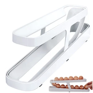 Rolldown Refrigerator Egg Dispenser Rolling Egg Holder 2 Tier Storage Rack Home - Bild 1 von 7