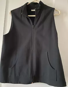 Womens Black Cotton Sleeveless Full Zip Front Vest M - Picture 1 of 2
