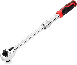 Extendable Ratchet Wrench, 1/2" & 3/8" Dual Drive Ratchet Handle, Quick Release - Picture 1 of 8