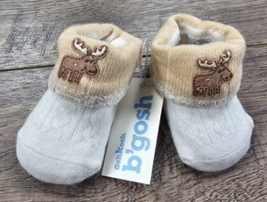 Baby Boy Clothes New Oshkosh B'gosh Newborn Little Moose Booties - Picture 1 of 2