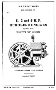 IHC 1-1/2 3 6 HP IH Stationary Engine International Owner's Manual Wico EK Mag - Picture 1 of 8