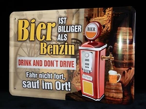 Blechschild Essen Bier Trinken Biertrinker Tankstelle Garten Erholung 20 x30 - Bild 1 von 1