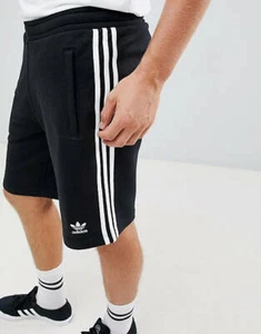 BNWT ADIDAS ORIGINALS 3-STRIPE SHORTS BLACK RUNNING CASUAL SUMMER SHORTS  - Picture 1 of 12