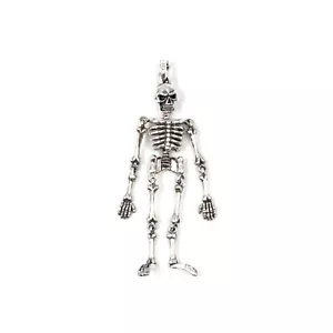 Ciondolo scheletro argento 925 8,7 cm figura in miniatura argento sterling 925 massiccio - Foto 1 di 20