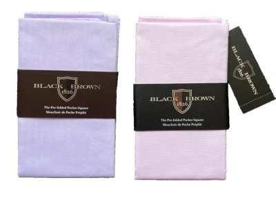 2-PK NEGRO MARRÓN 1826 Bolsillo Preplegado Cuadrados Rubor Rosa y Lavanda, Algodón Foto 1 de 4