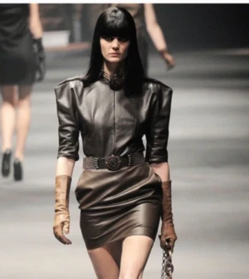 $3250 Lanvin «Подиум» кожаная мини юбка в коричневый телячьей кожи размер 40 / США M - Изображение 1 из 4