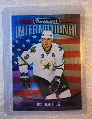 Mike Modano International USA 2017-18 Parkhurst Upper Deck Hockey Card PI-6 - Image 1 of 2