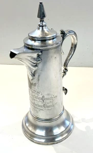 1886 ROXBURY PRESBYTERIAN CHURCH presentation silver plate pitcher REED BARTON - Picture 1 of 22