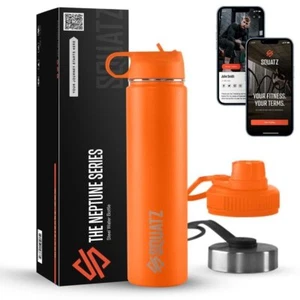 SQUATZ 24 Oz Stainless Steel Water Bottle w/ Straw, Leak Proof, BPA Free -Orange - Picture 1 of 8