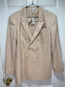 NWT Express Womens Sz 8 Stretch Pink Double-Breasted Blazer Linen Old Money - Picture 1 of 4