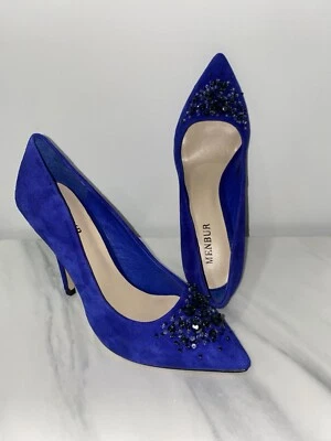 Новый, Menbur полуночный синий замши бисером каблуки, размер 36, США размер 6 - Изображение 1 из 4