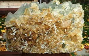 Large Cabinet Golden Barite Fluorite Crystals Rock Candy mine BC Canada RARE - Picture 1 of 12