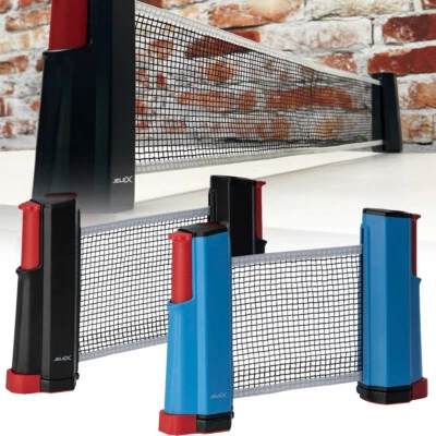 JELEX Roll Up mobiles verstellbares Spiel Tischtennisnetz schwarz blau neu