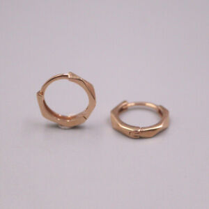 Au750 Real Solid 18K Rose Gold Lucky Geometry Hoop Earrings For Women