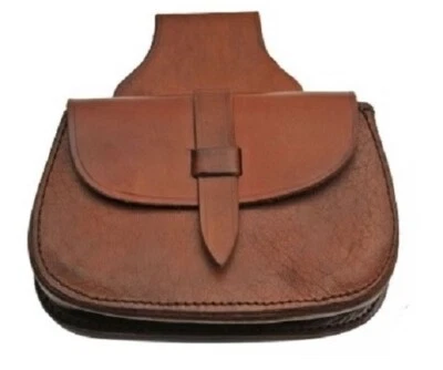 Bolso Cinturón Medieval Simple Cuero Bolsa SCA LARP Renacimiento Cosplay Montañero Foto 1 de 3