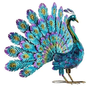 Alpine Corporation - 23" Tall Outdoor Metallic Peacock Tail Spread Yard Statu... - Picture 1 of 12