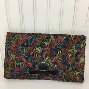Vintage LENNOX CLUTCH PURSE Embroidery Leather Cocktail Party Wedding - Picture 1 of 6