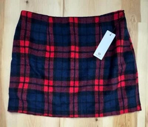 Kinghua Red Blue Plaid Wool Skirt Women Size Large  - Picture 1 of 1