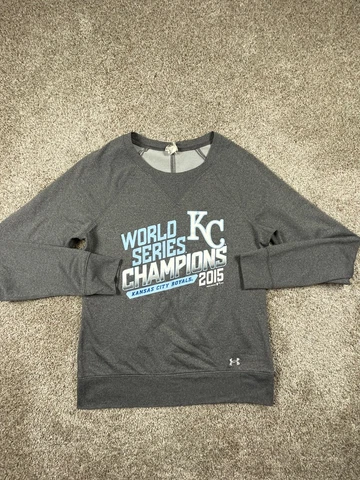 Kansas City KC Royals 2015 World Series Champions Sweatshirt Womens Medium Gray Cover