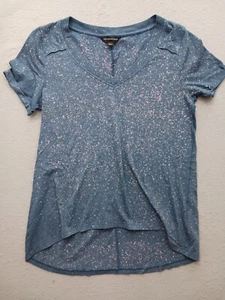 Camiseta para mujer Rock & Republic M azul polvoriento moteado dobladillo alto-bajo - Imagen 1 de 13