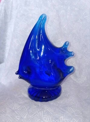  Cobalt Blue Glass  Angel Fish  - Image 1 of 4