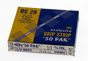 50 Resistenze a Composizione Carbonio IRC Mil Tipo GBT/RC 20, 1/2W 560 Ohm .5W Vintage - Foto 1 di 2