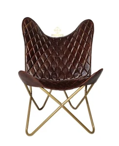 Vintage Buffalo Leather Butterfly Chair Relax Lounge Accent Chair Home & Garden - Picture 1 of 9