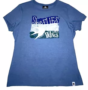 T-shirt donna LBR Oregon 2XL blu "vola con le sue ali" grafica - Foto 1 di 7