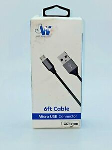 NEW Just Wireless 6 ft Micro USB Cable- Gray- Samsung, LG, HTC, Huawei