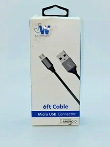 NEW Just Wireless 6 ft Micro USB Cable- Gray- Samsung, LG, HTC, Huawei - Photo 1 sur 1
