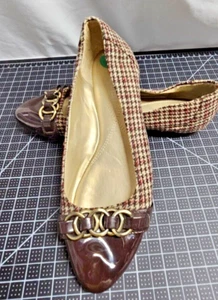 Naturalizer ADAIR brown tweed ballet flats patent leather trim woman Sz 8M - Picture 1 of 11