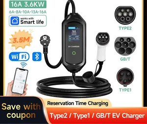 3600W Portable Type2 IEC62196-2 EV Charger Type1 SAE J1772 Electric Car Charger - Picture 1 of 23