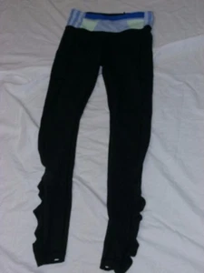Pantaloni da corsa Lululemon Speed Tight taglia 4 interlock neri trapuntati righe invernali blu - Foto 1 di 6