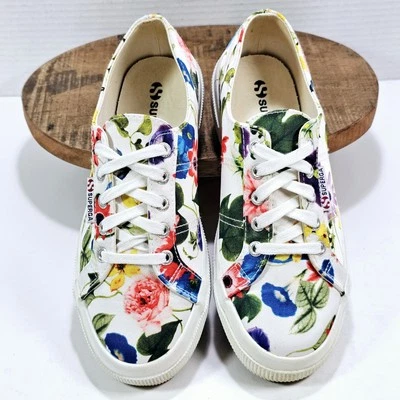 Superga Womens LoveShackFancy Size 7.5 M Sneakers White Floral - Image 1 of 4