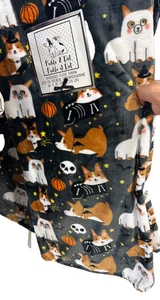 Pickle & Dot Blanket Halloween Oversized Plush Throw 60x70 Fall Dogs corgi - Picture 1 of 1
